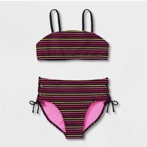 Art class Girls' Bikini  Top Set 2 Pc Striped Size XS (4/5)  Multicolor